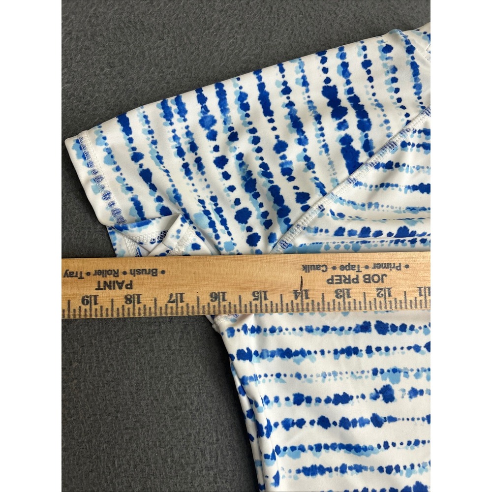 Eddie Bauer Swim Set Kids L 14/16 Blue White Tie Dye Rash Guard Shorts 2pc - Picture 10 of 12